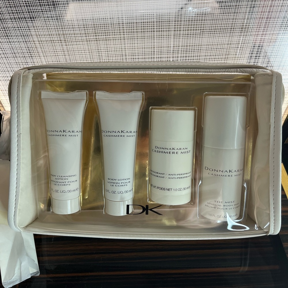 Donna Karan Cashmere Mist  5pc travel collection with travel bag new